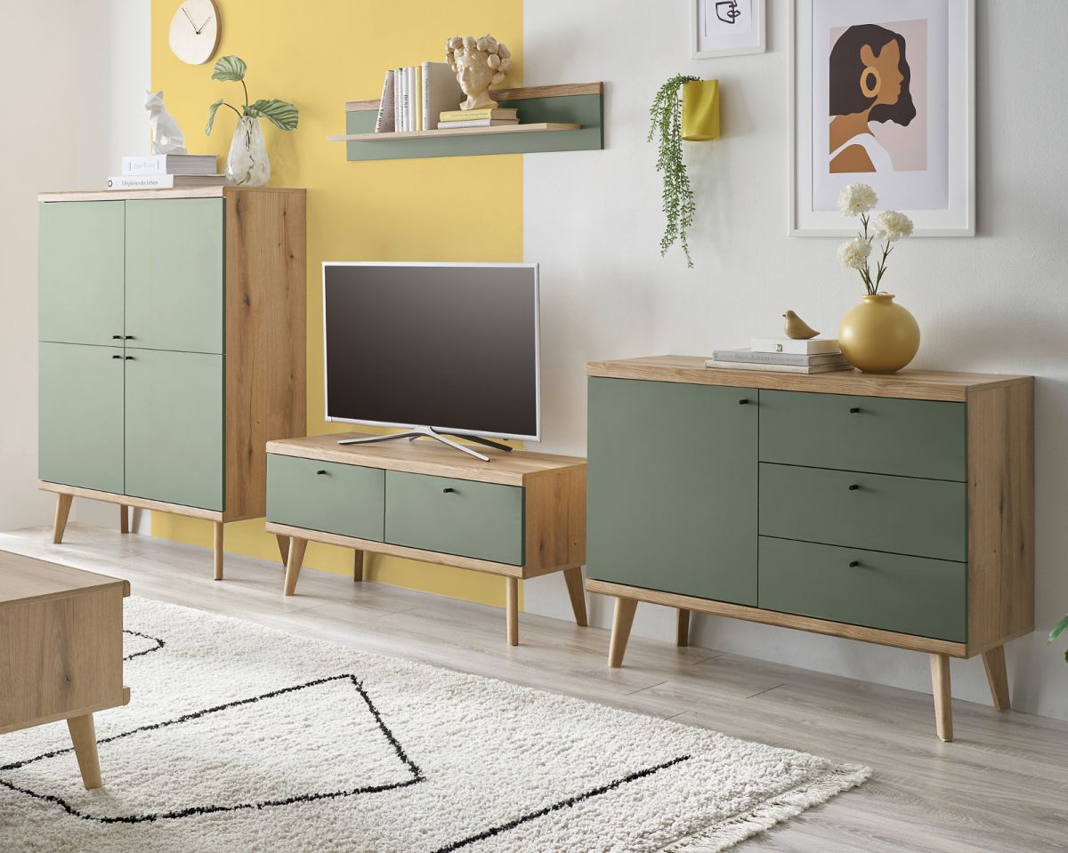 Wohnwand Juna in Salbei und Eiche Evoke 4-teilig 340 cm