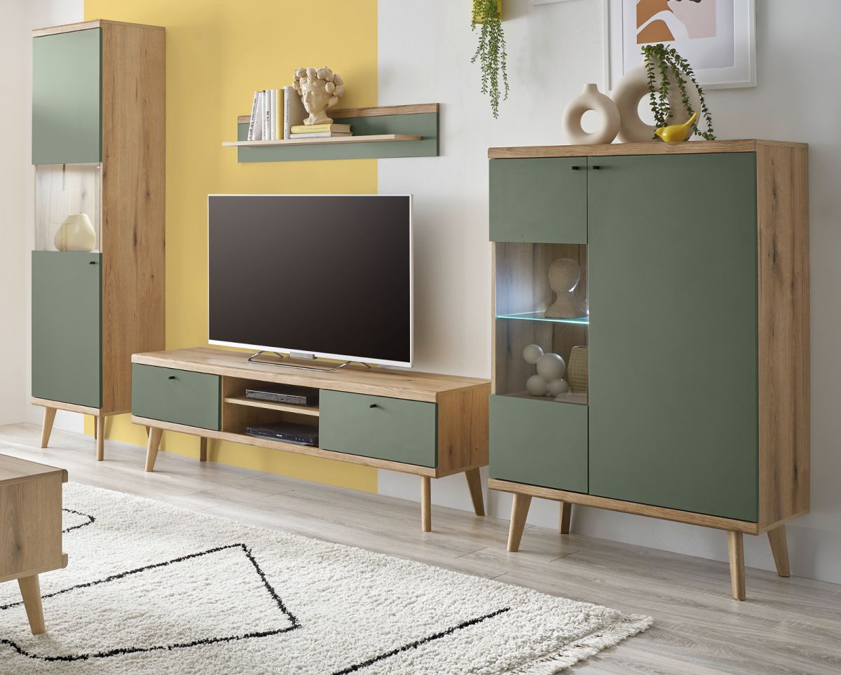 Wohnwand Juna in Salbei und Eiche Evoke 4-teilig 320 cm