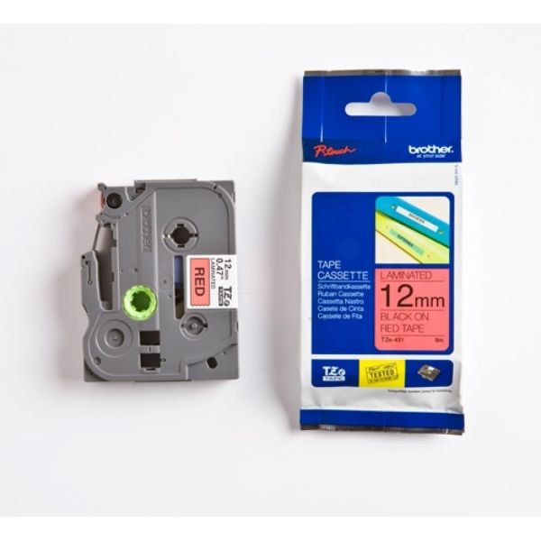 Brother TZE-431 Original P-Touch schwarz auf rot Laminat