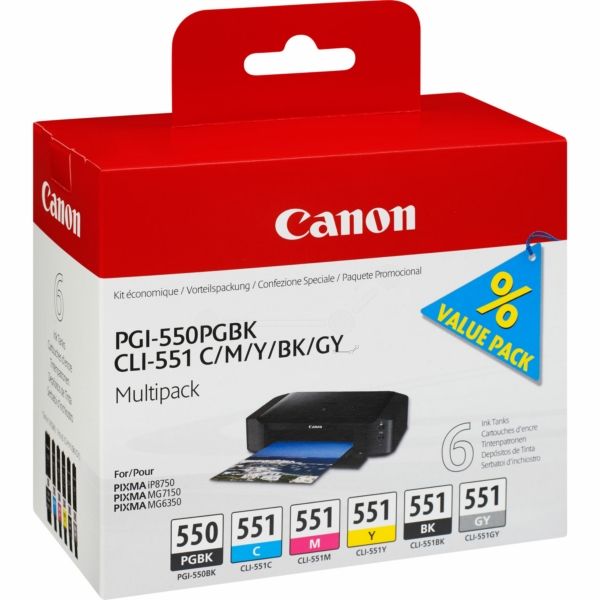Canon 6496B005 Druckerpatrone MultiPack Bk,C,M,Y,Gy