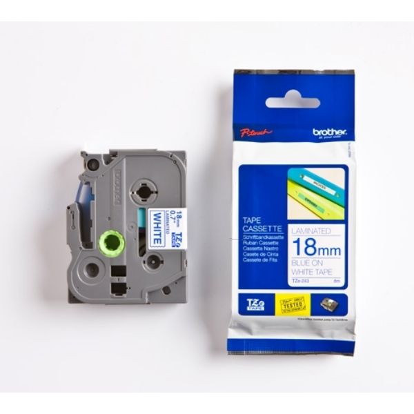 Brother TZE-243 Original P-Touch blau auf weiss