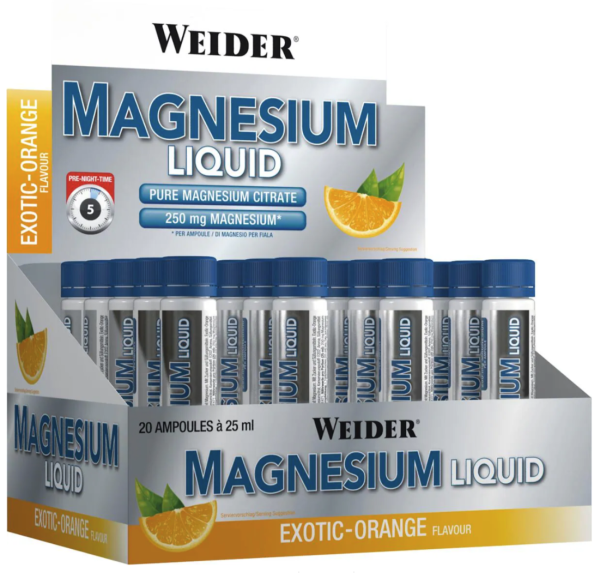 Magnesium Liquid Exotic-Orange (20x25ml) - MHD 30.11.25, Weider