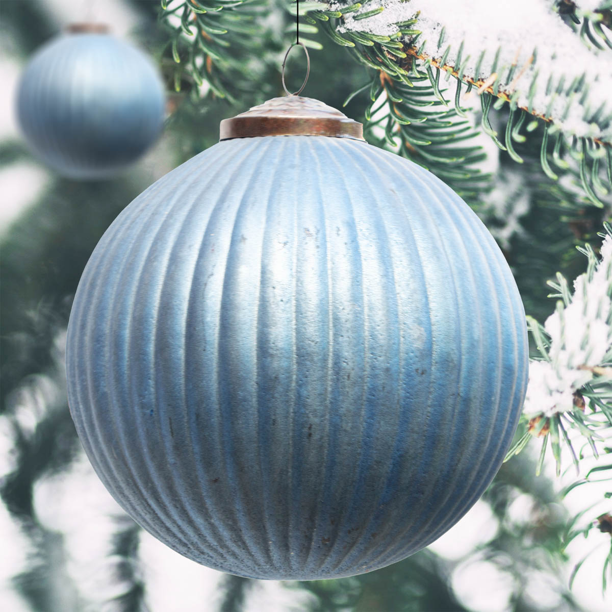 Christbaumkugel, Rund, Groß | Glas, Blau | H14,0xB13,0cm