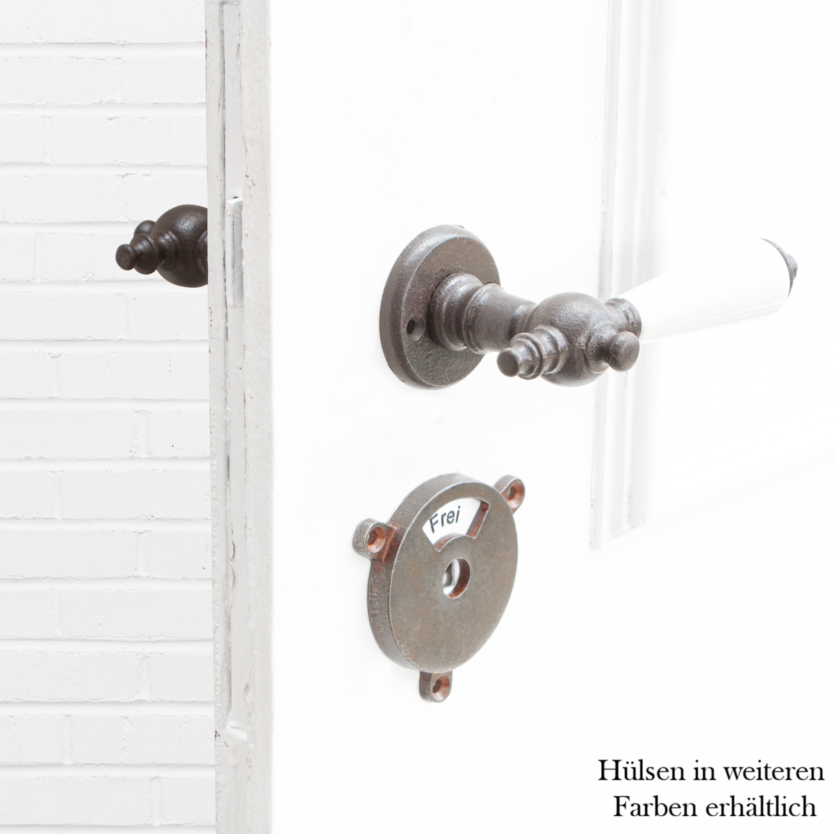 Drückergarnitur für WC Tür, Keramikgriff | Eisen braun