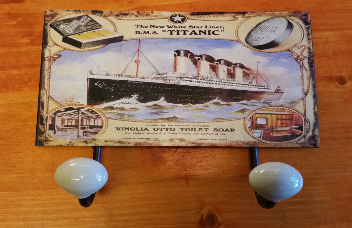 Werbeschild Garderobe TITANIC 2facher Haken