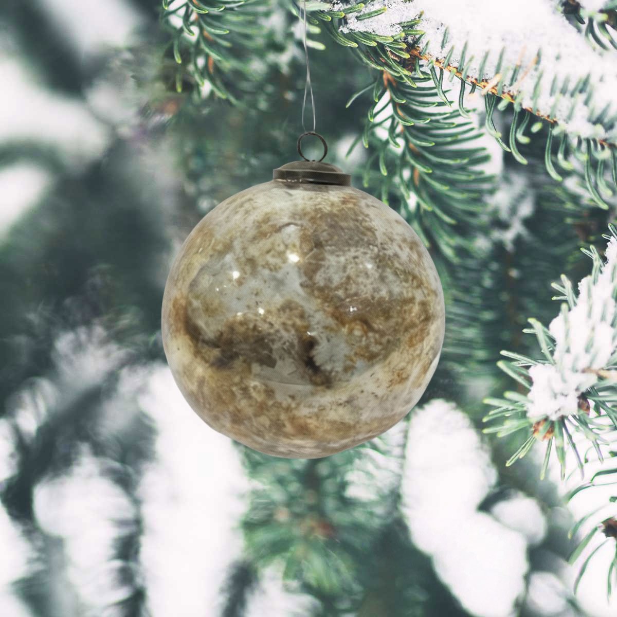 Premium Weihnachtskugel gold marmoriert, ⌀ 15 cm - handgemacht in Indien