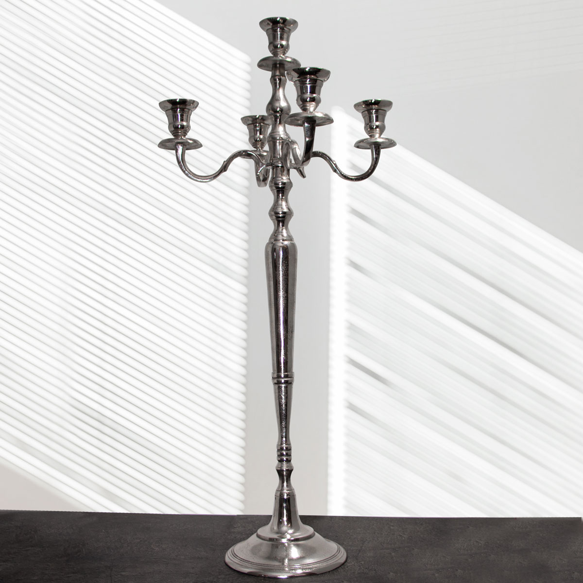 Kerzenleuchter Aluminium, groß, edler Kerzenhalter, 5-armig