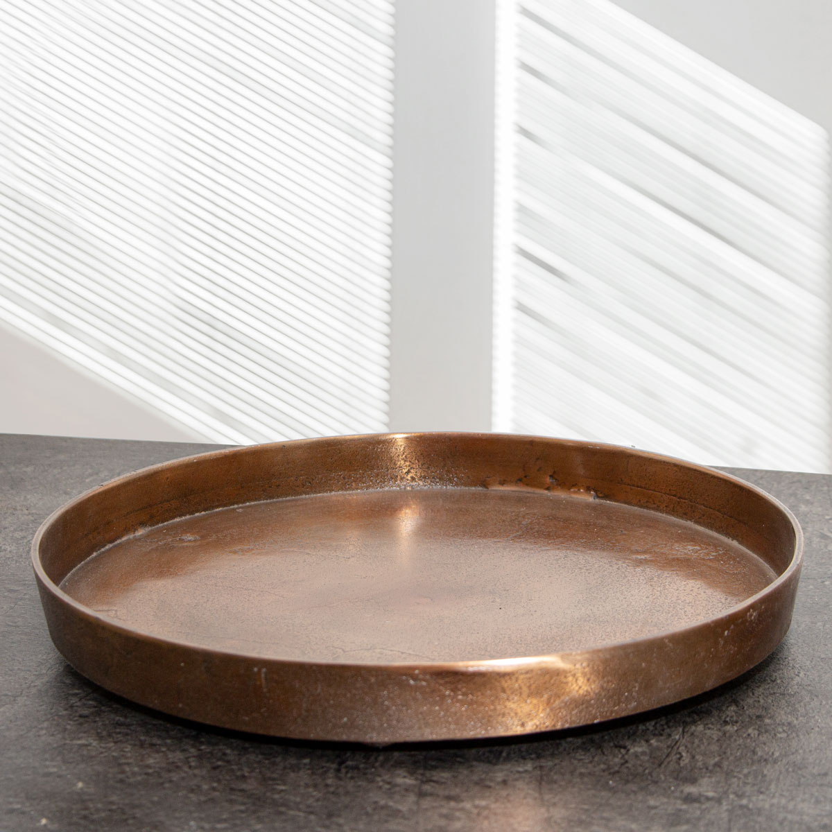 Tablett aus Aluminium, Kupferfarbend, Groß, Auslage