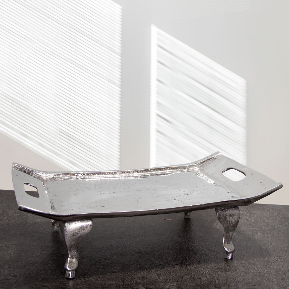 Etagere, 1 Etage, groß, Rechteckig, Aluminium, gebürstet, Henkel