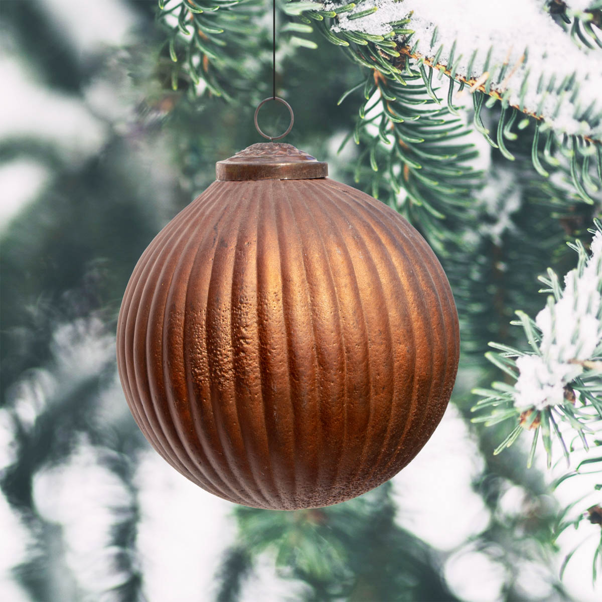 Christbaumkugel, Rund, Groß | Glas, Kupfer | H16,0xB15,0cm