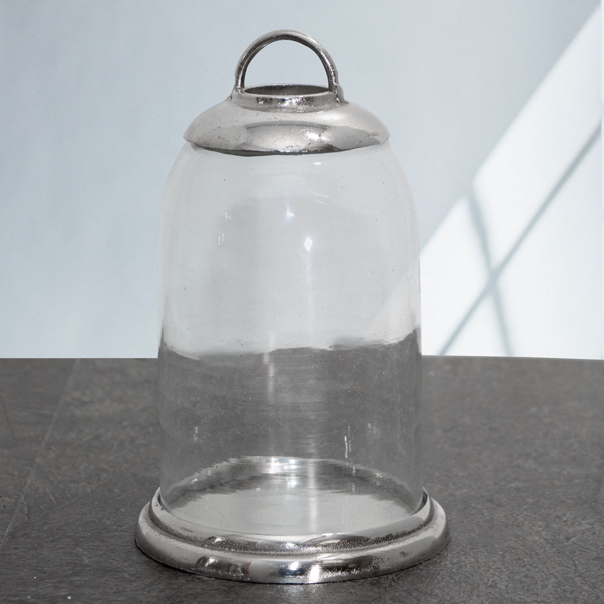 Kerzenleuchter, Windlicht, Glas, Alu, Deckel