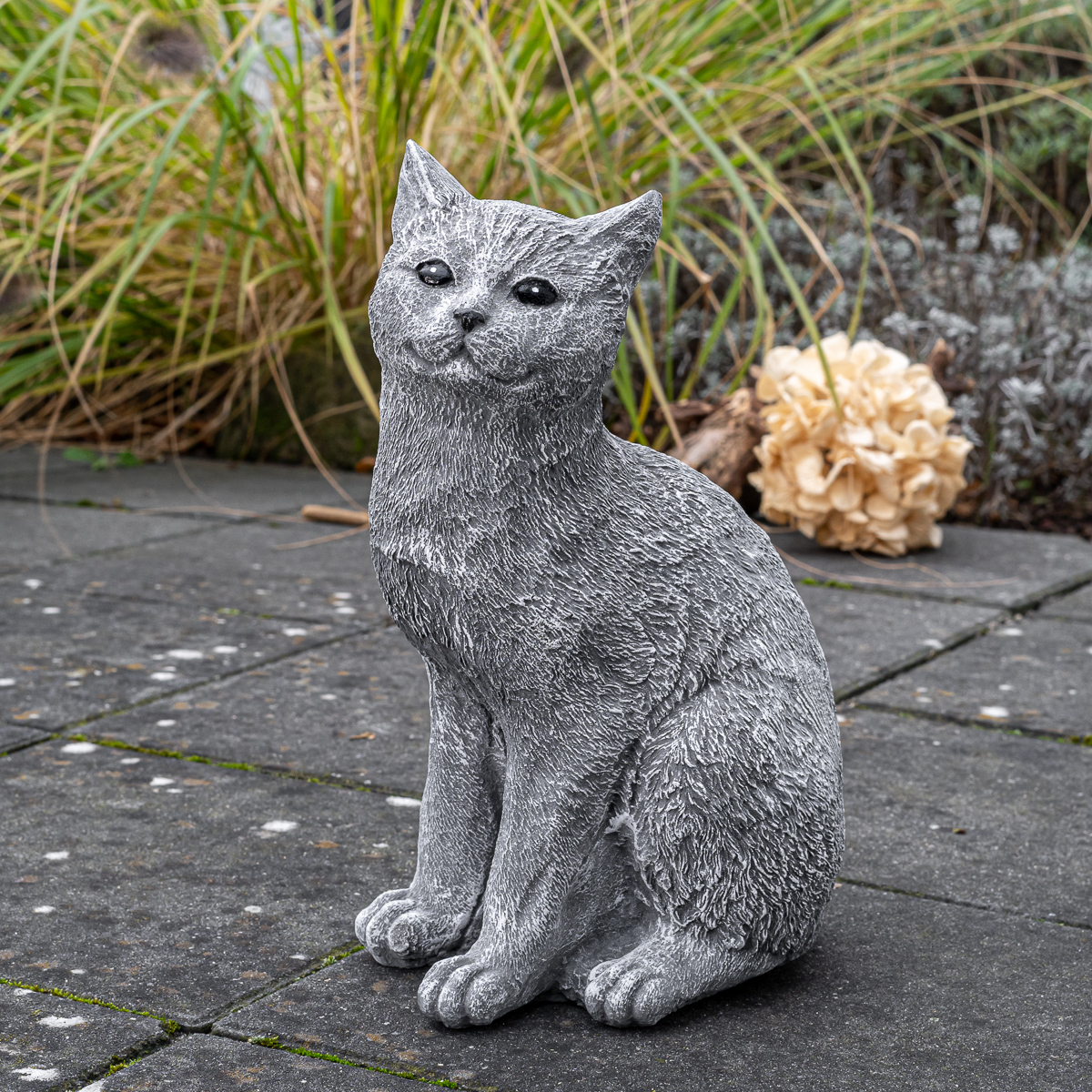 Katze groß | Steinguss, grau | H 30cm  x T 20cm