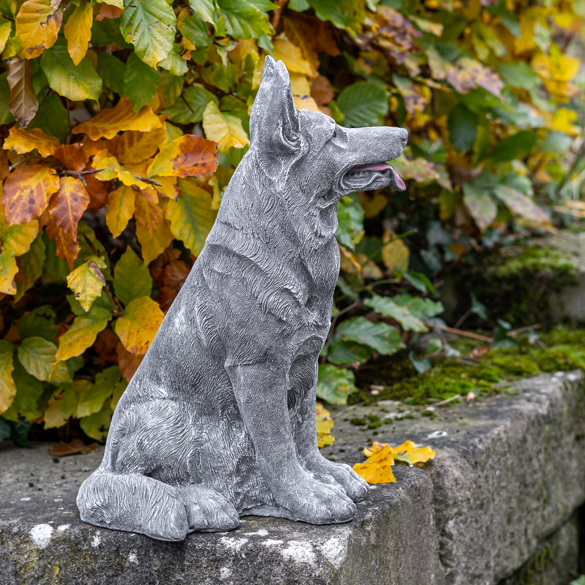 Schäferhung groß | Steinguss, grau | H 37 cm x T 29 cm