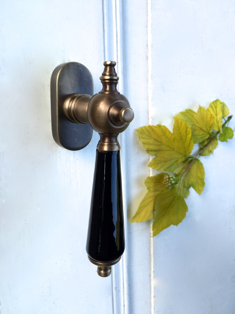 Fenstergriff für Terrassentür, Drehgriff Fenster, Fensterolive Messing+ Porzellan