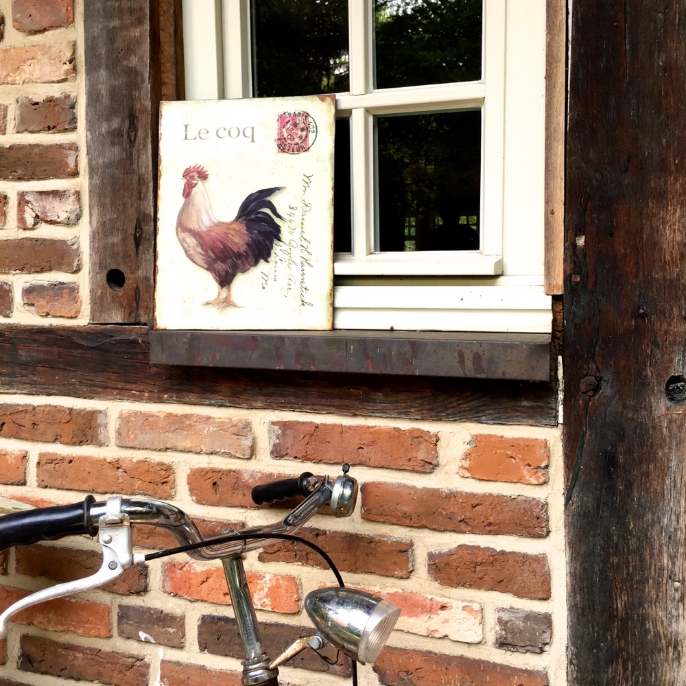 Blechschild wie antik - Hahn auf Metall - für Landhaus-Freunde Hühner-Bild Küche