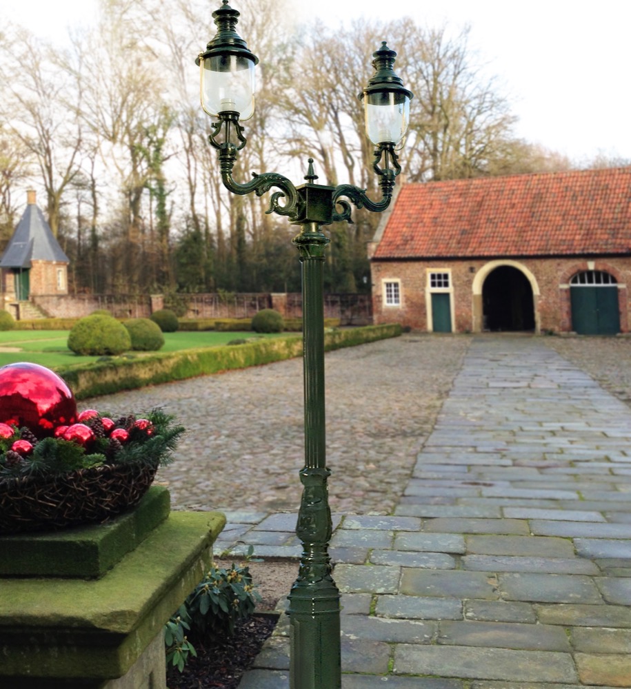 Zweiarmige Leuchte - Retro Aussenleuchten Antik Lampen für den Garten - H.288 cm