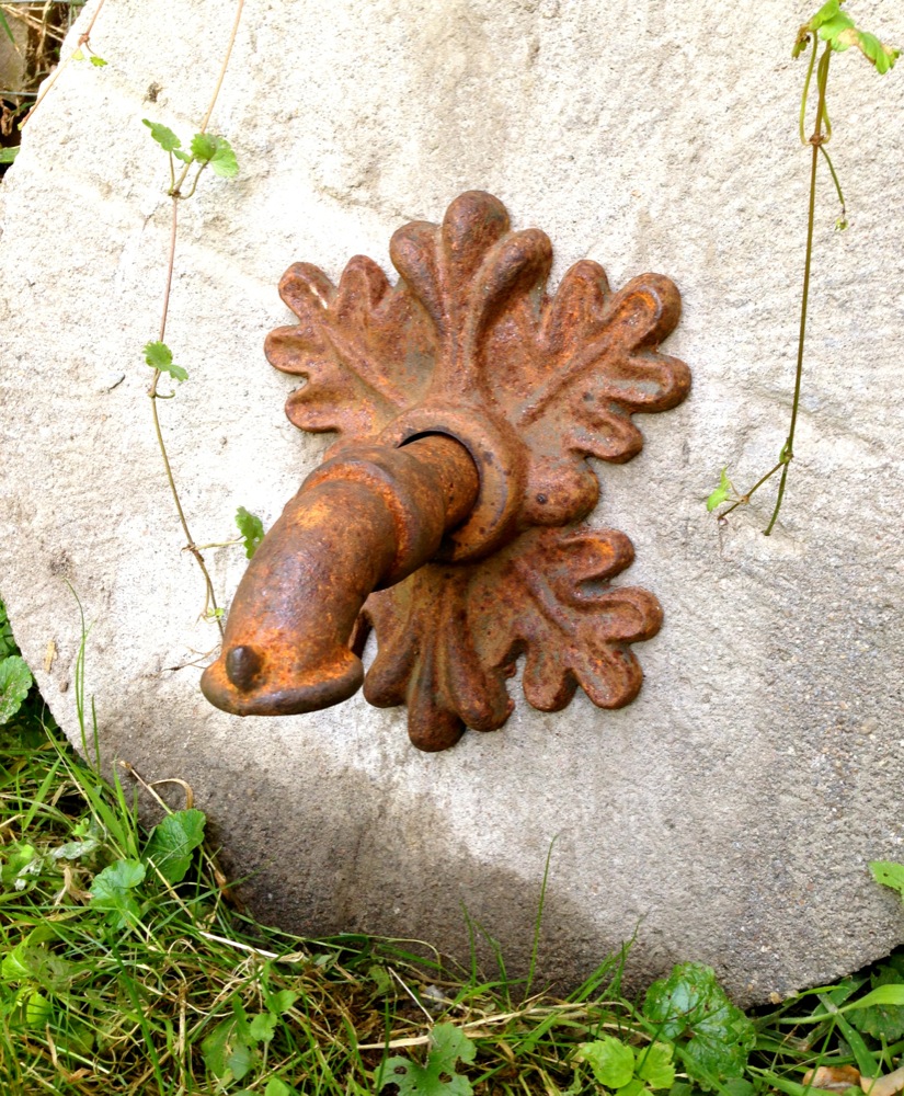 Wasserspeier Garten-Brunnen, rustikaler Wandbrunnen-Speier, Rost-Eiche+Neptun