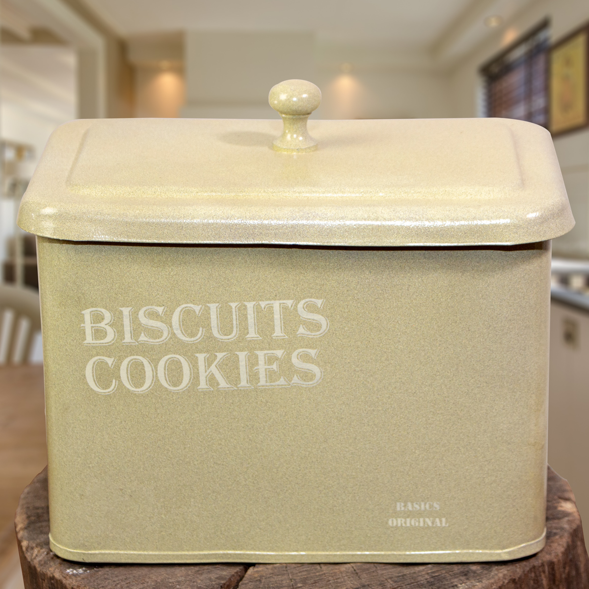 Keksdose, klein, eckig, grün, Eisen, Dose, Dekoration