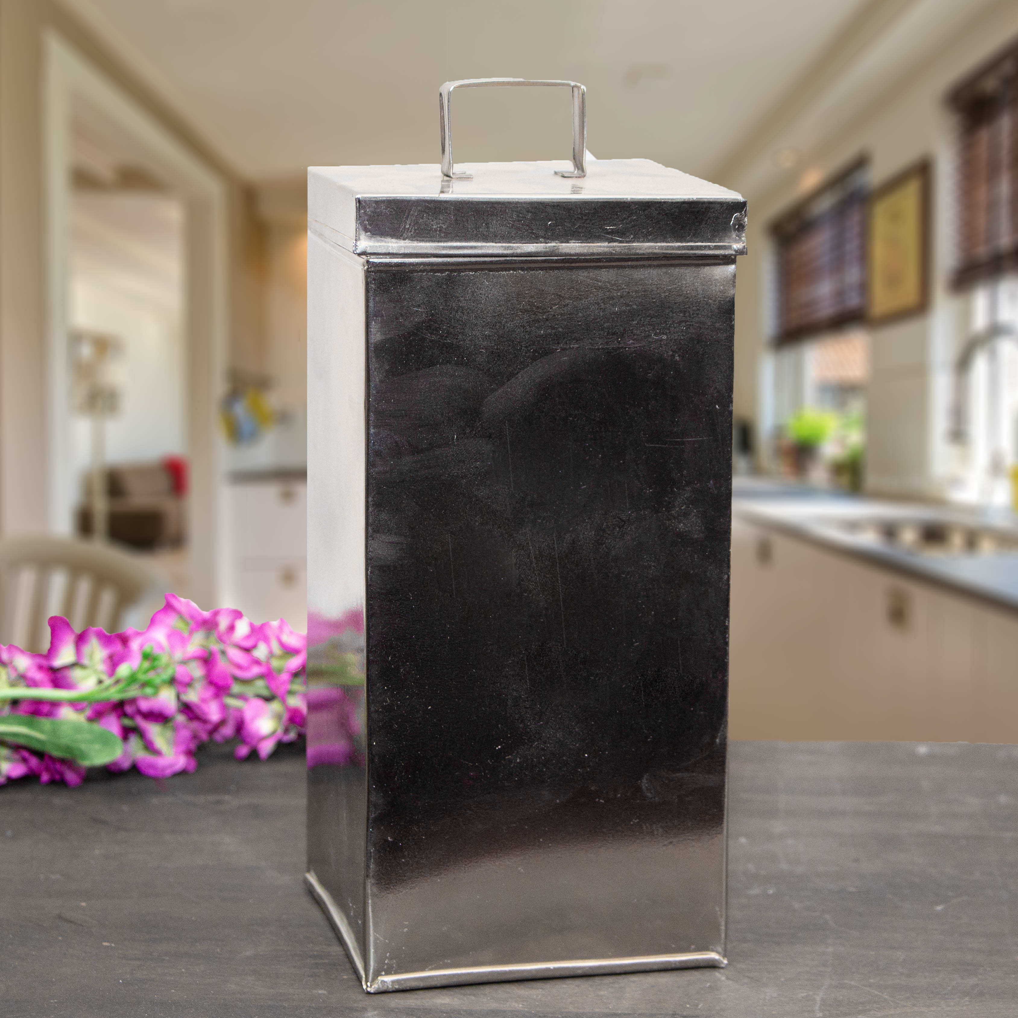 Aufbewahrungsdose, groß, eckig, Silber, Eisen, Dose, Dekoration