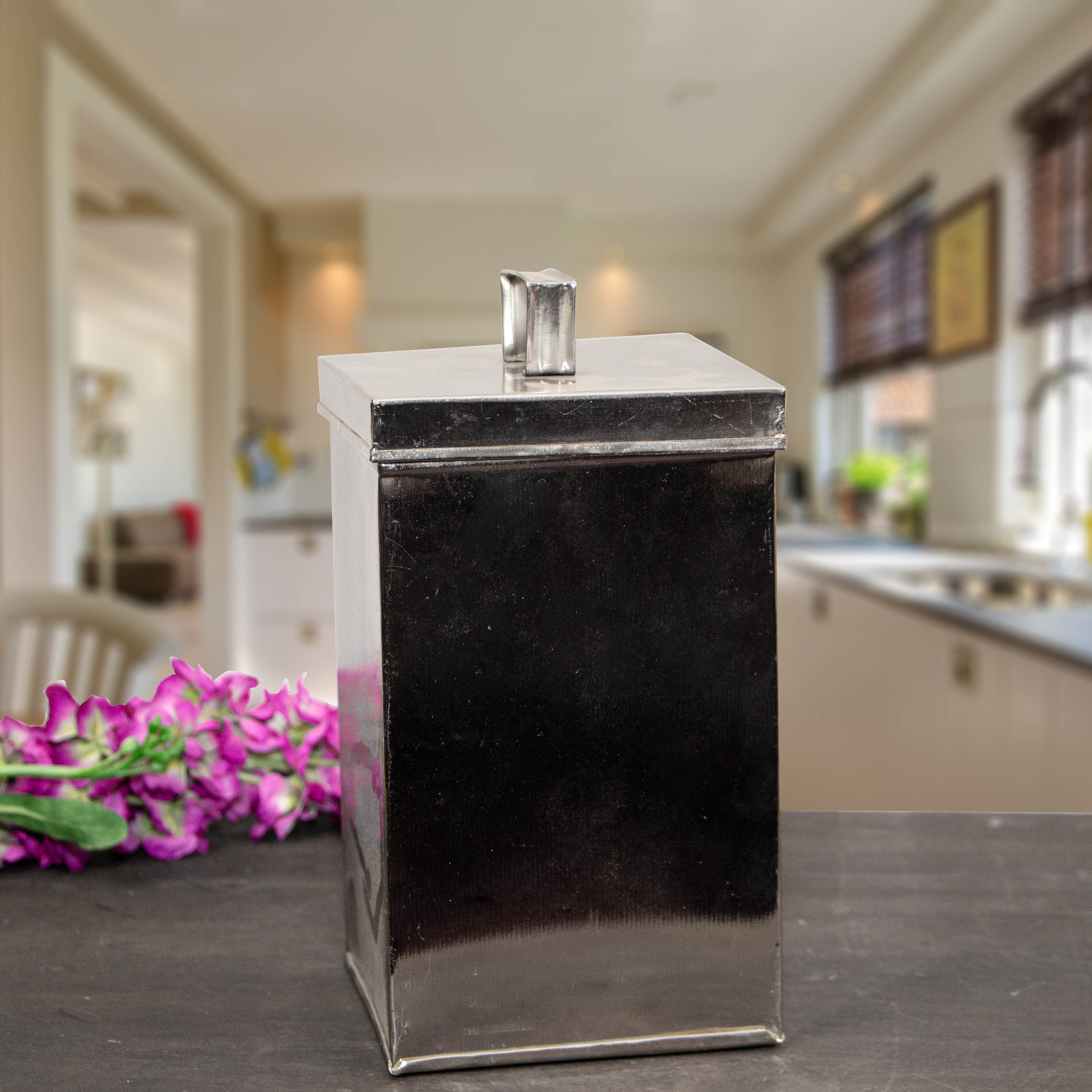 Aufbewahrungsdose, klein, eckig, Silber, Eisen, Dose, Dekoration