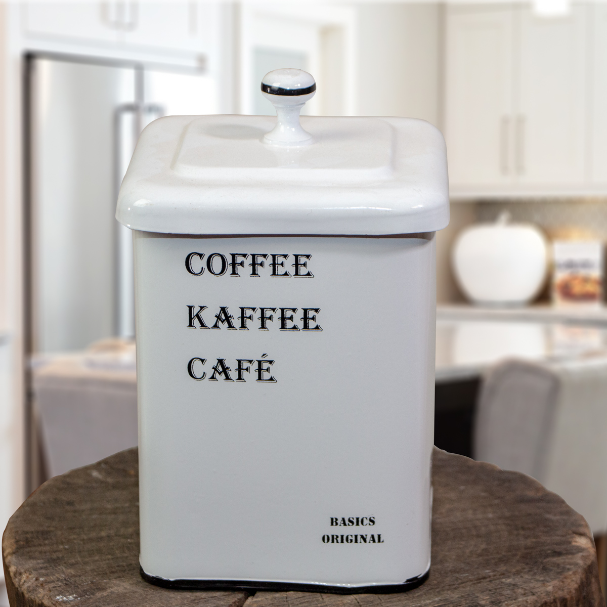 Eisendose für Kaffee, Weiss, Vorratsdose, Dekoration, Küchenartikel