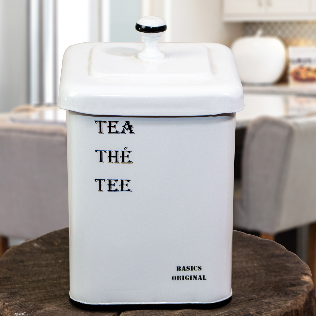 Eisendose für Tee, Weiss, Vorratsdose, Dekoration, Küchenartikel