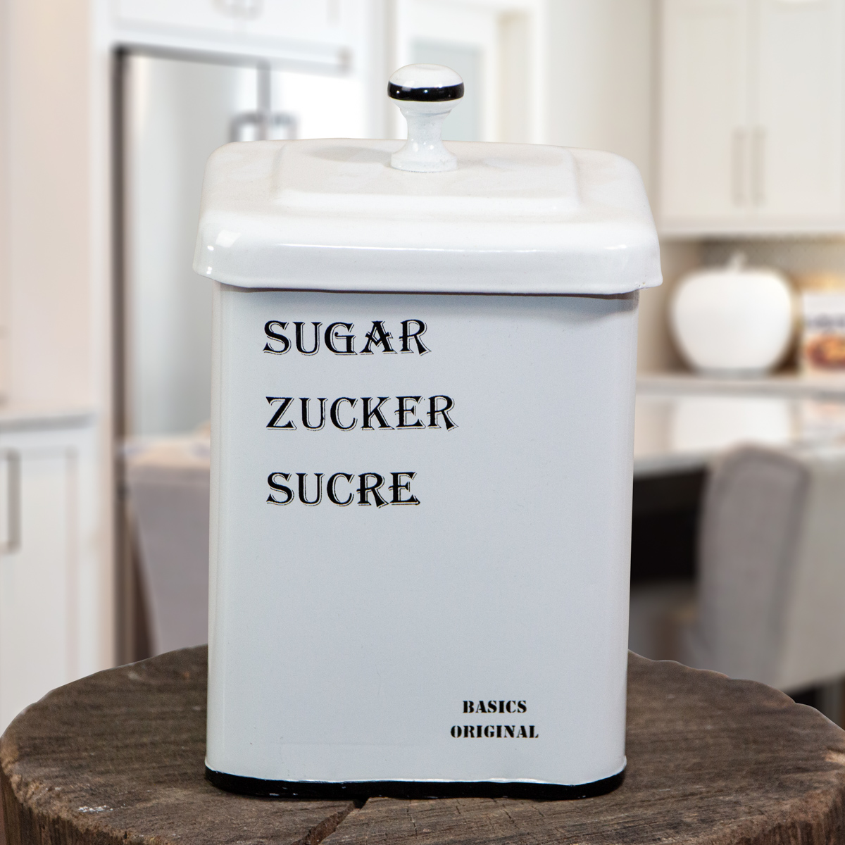 Eisendose für Zucker, Weiss, Vorratsdose, Dekoration, Küchenartikel