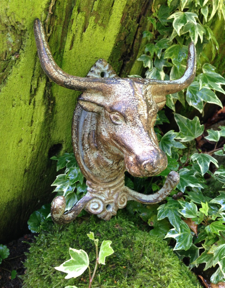 Western Huthaken mit Stier, Longhorn - Haken für Country-Garderobe Kleiderhaken