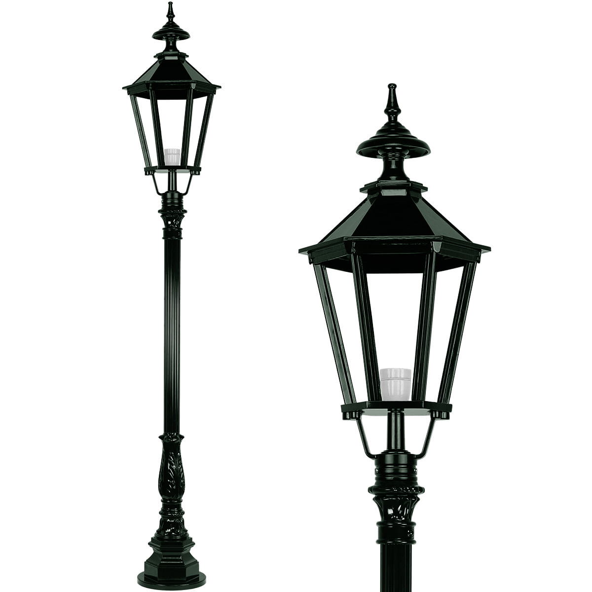 Stehende Außenleuchte - Brüssel groß - nostalgische Gartenlampe, H.235cm, grün