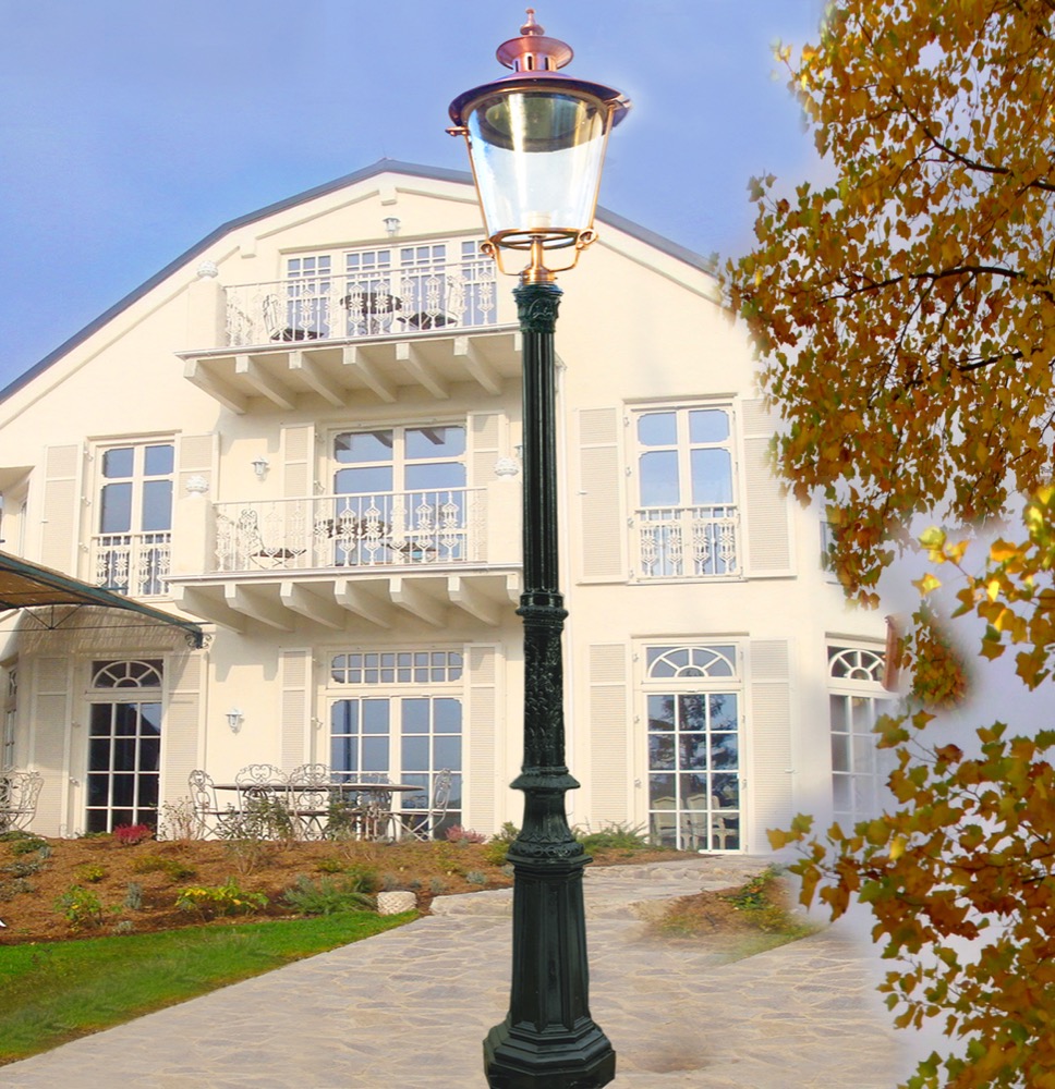 Außenlampe Park Antik Beleuchtung Gartenlampe stehende Leuchte - H.346 cm