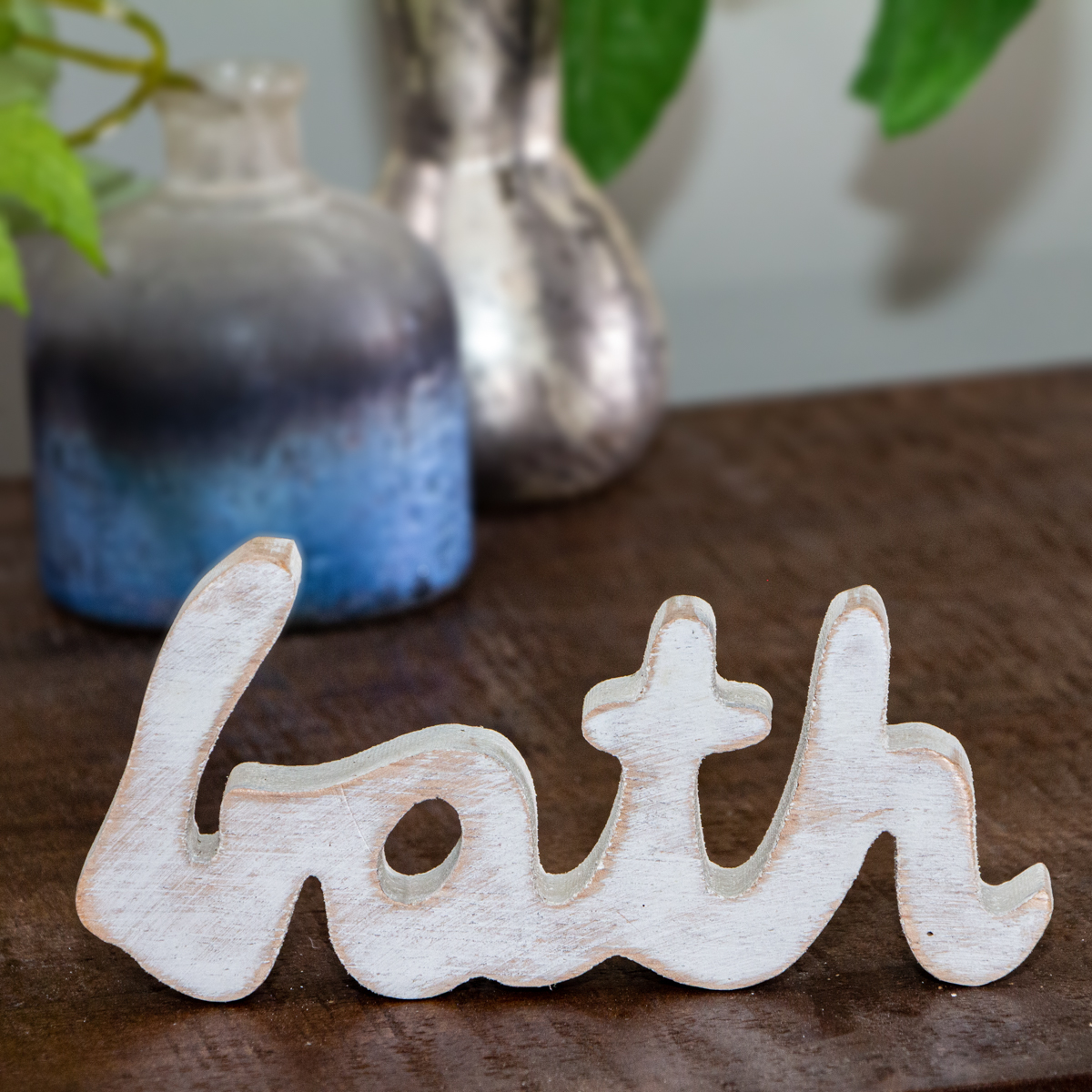 Holzdeko, 'Bath', weiß, Dekoration