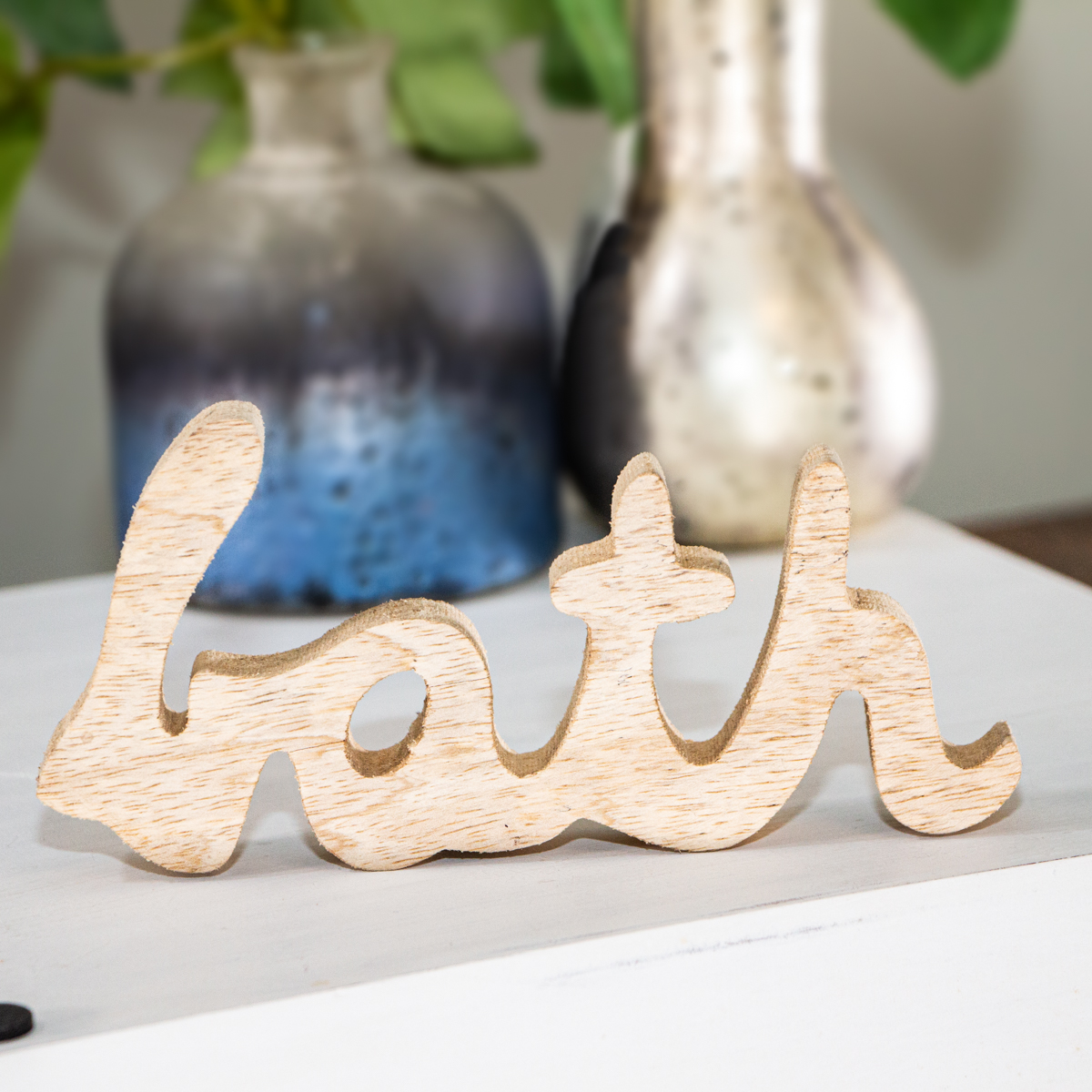 Holzdeko, 'Bath', Braun, Dekoration