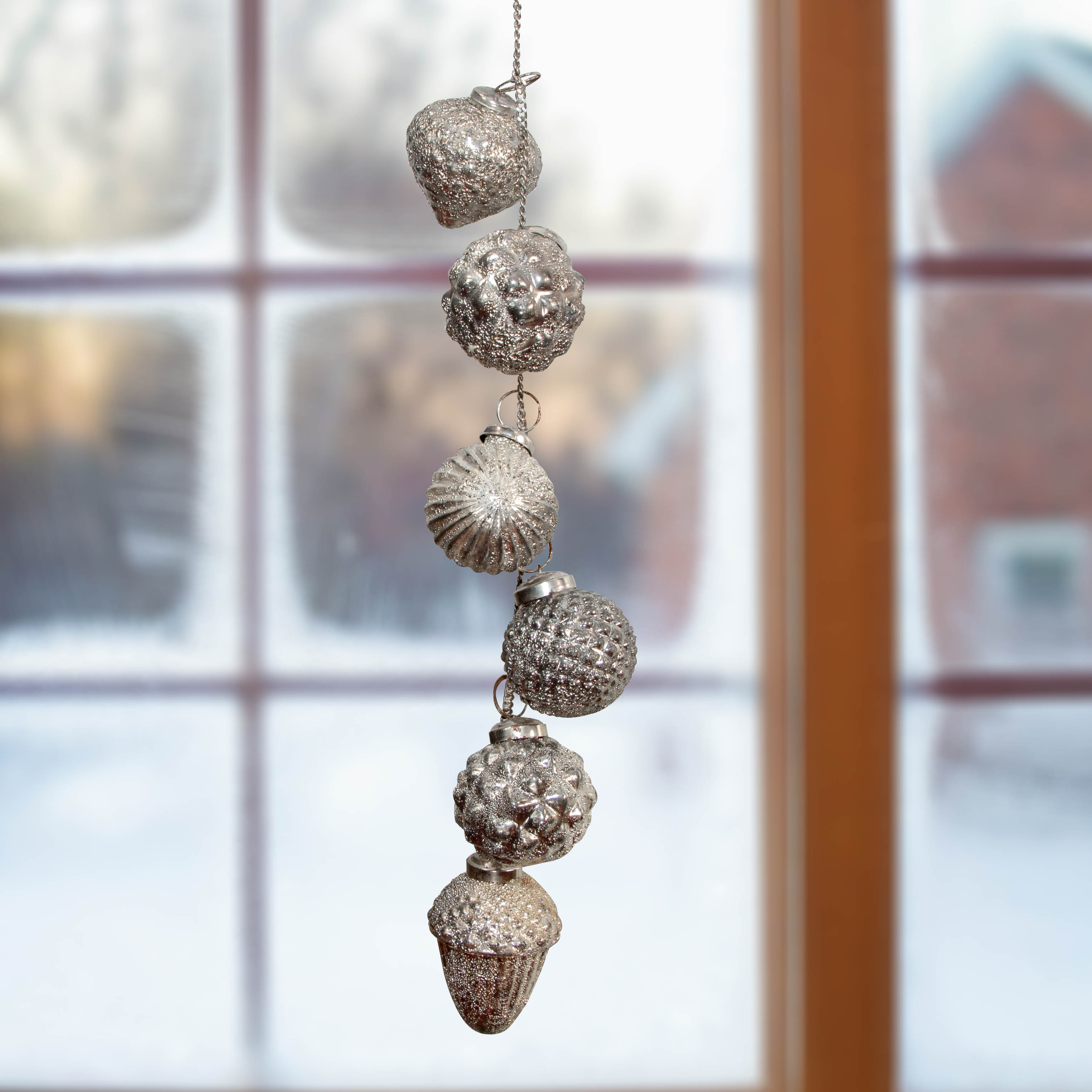 Baumschmuck, Glaskugeln, 6er set an Kette, Weihnachten, Advent