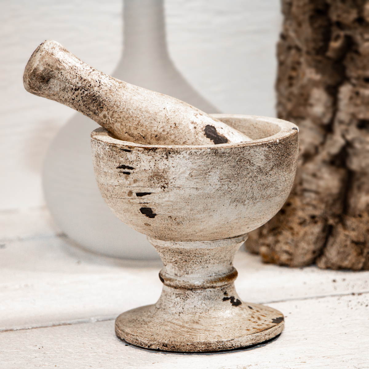 Dekomörser, Holz, Dekoration, Weiß, Chabby Chic