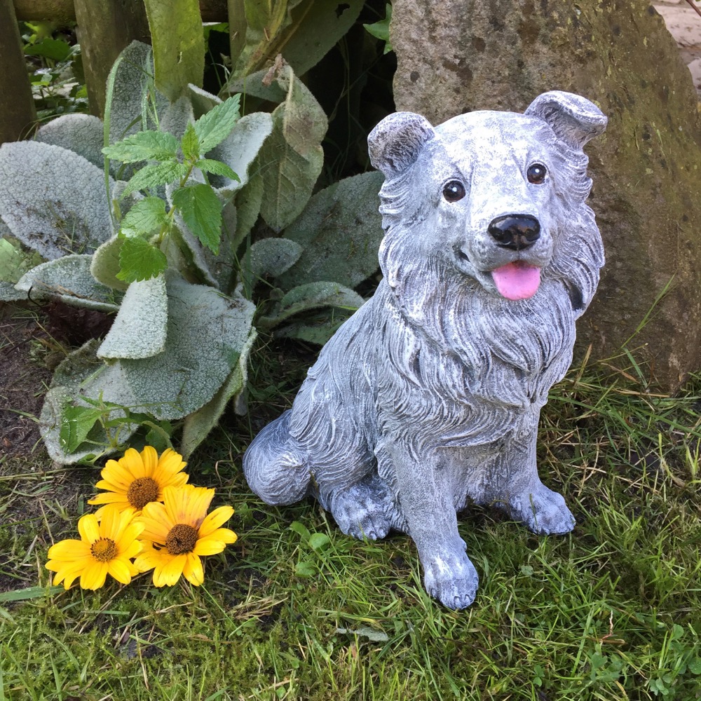 Gartenfigur Steinfigur Collie Figuren Tiere - Frostfeste Tierfiguren Dekoration
