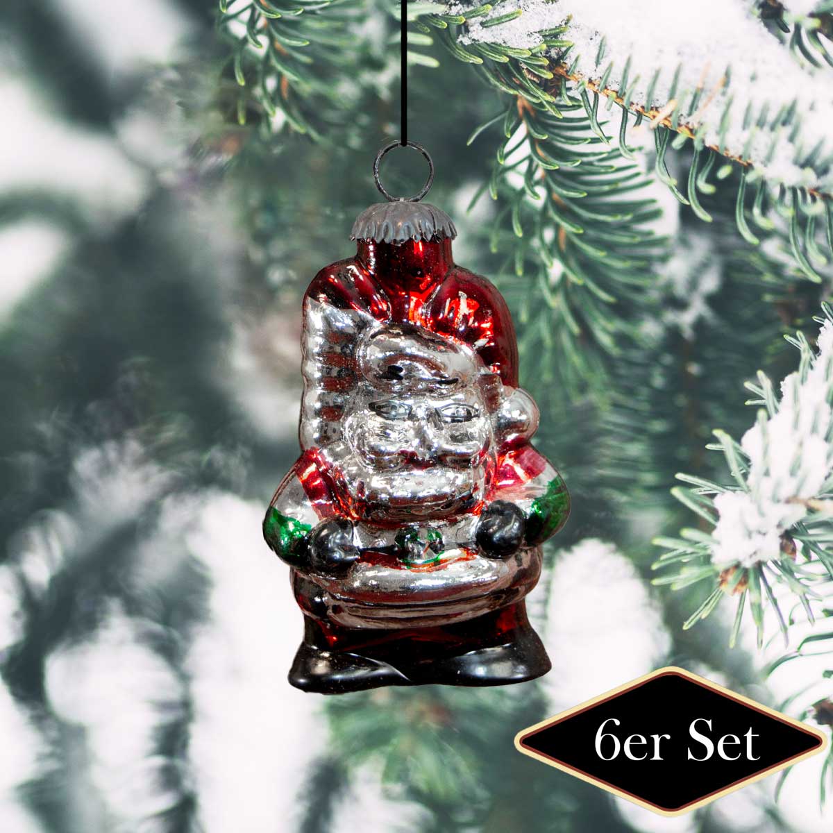 Christbaumkugeln in Nikolaus-Form, S, Glas, Weihnachten, 6er Set