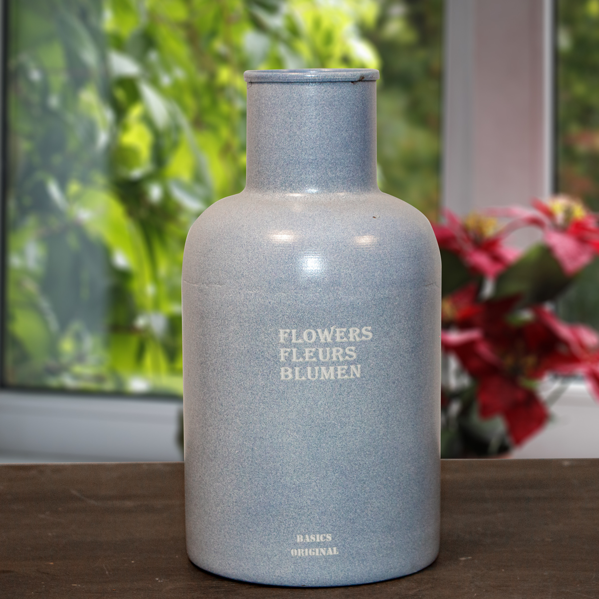 Mittelgroße Blumenvase, Blau, Eisen, Blumenvase für Kunstblumen