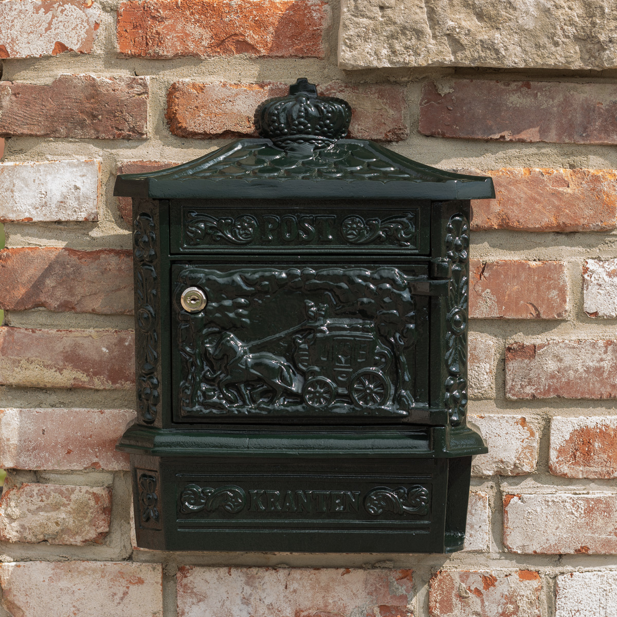 Briefkasten Postillion Wandbriefkasten, grün rostfrei Alu, mit Zeitungsfach