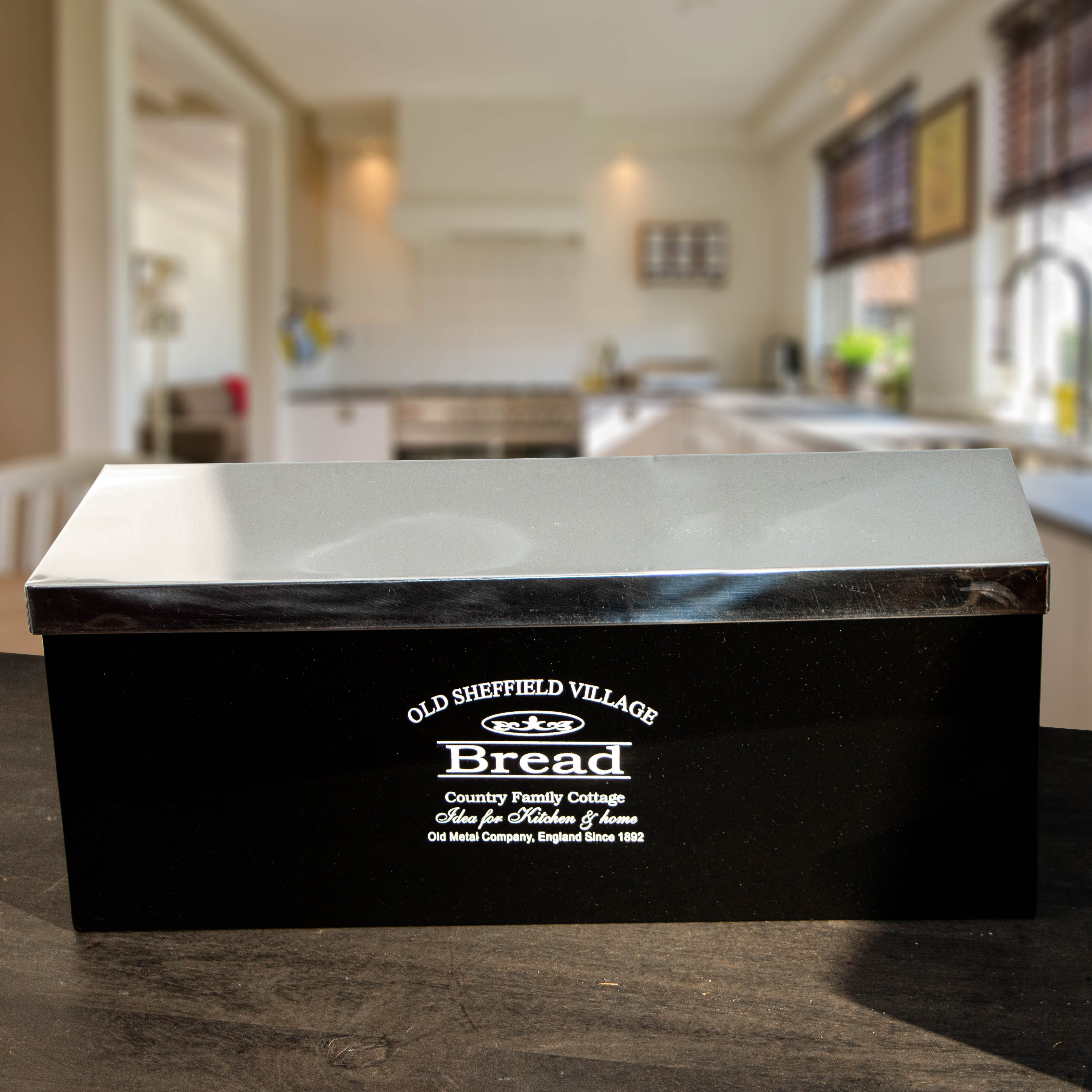 Aufbewahrungsdose, rechteckig, Brot, Schwarz, Eisen, Dose, Dekoration