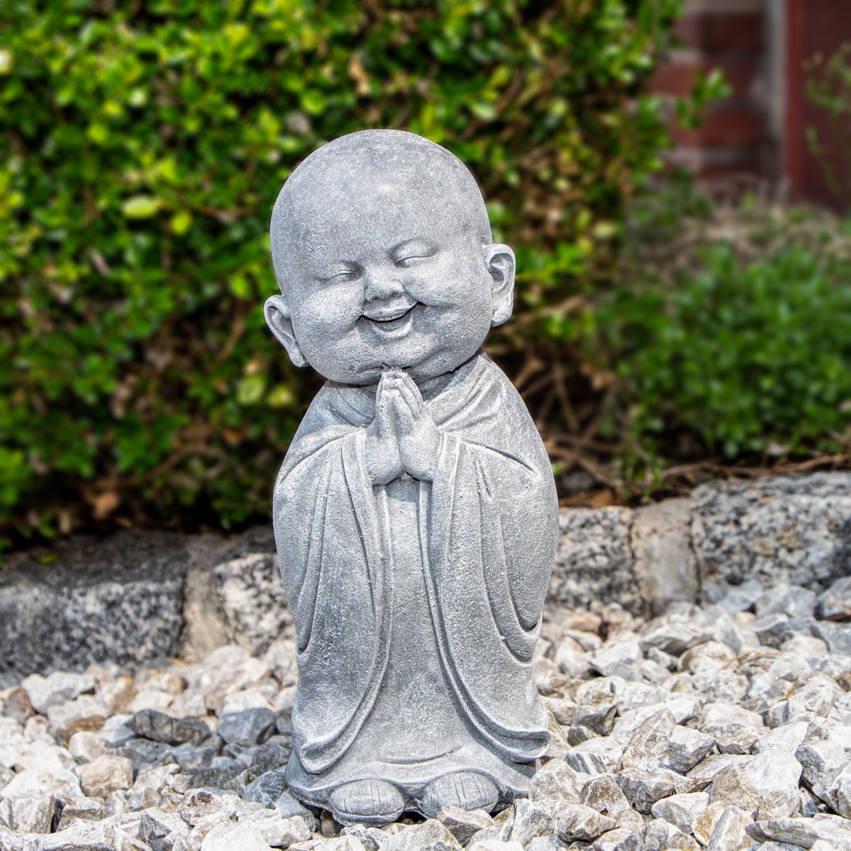Buddha, Skulptur, groß, Funny | Stein, Grau | H 25,0 x B 10,0 cm