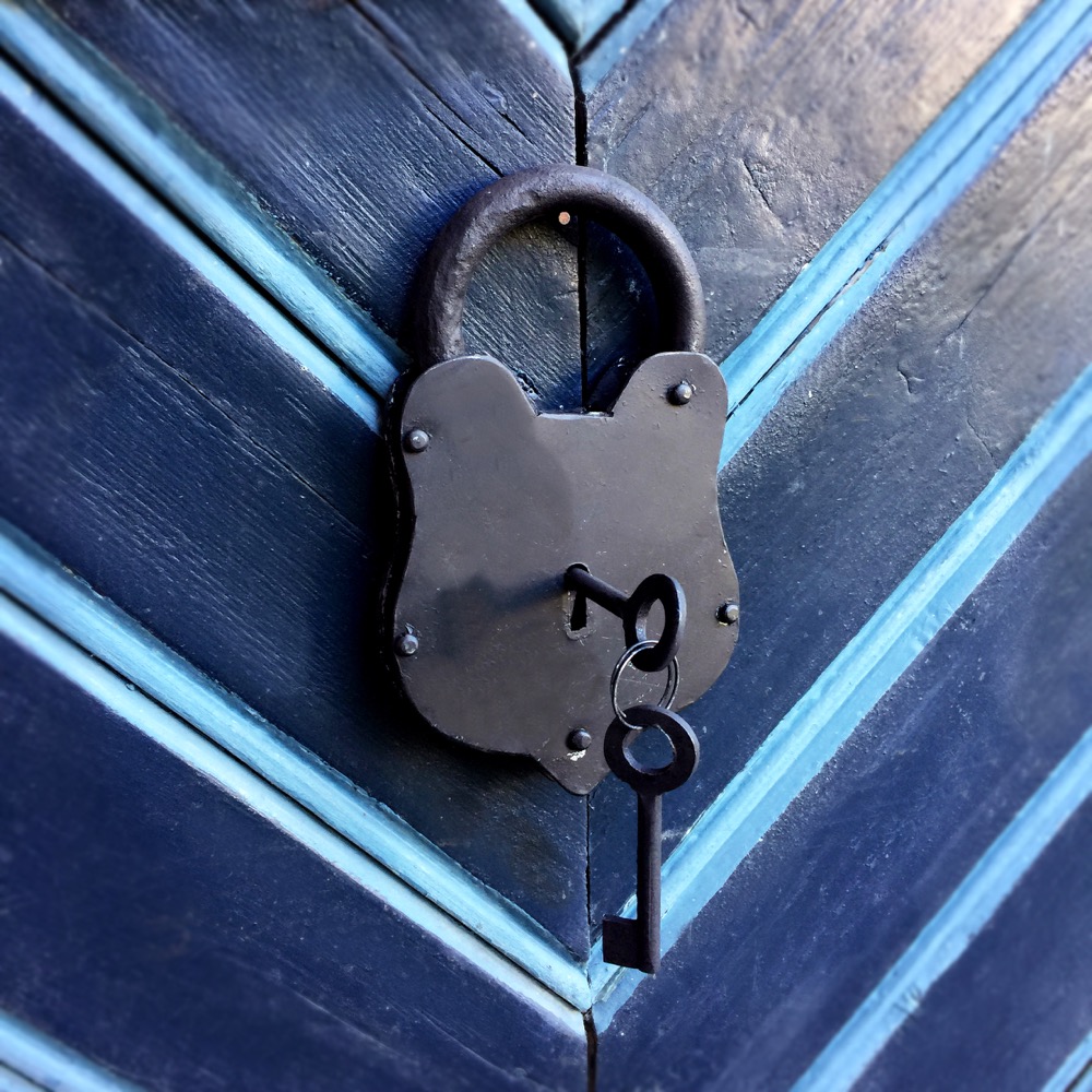 Antike Schlösser Bügelschloss - Freundschaftsschloss Vorhänge-Schloss Holztor