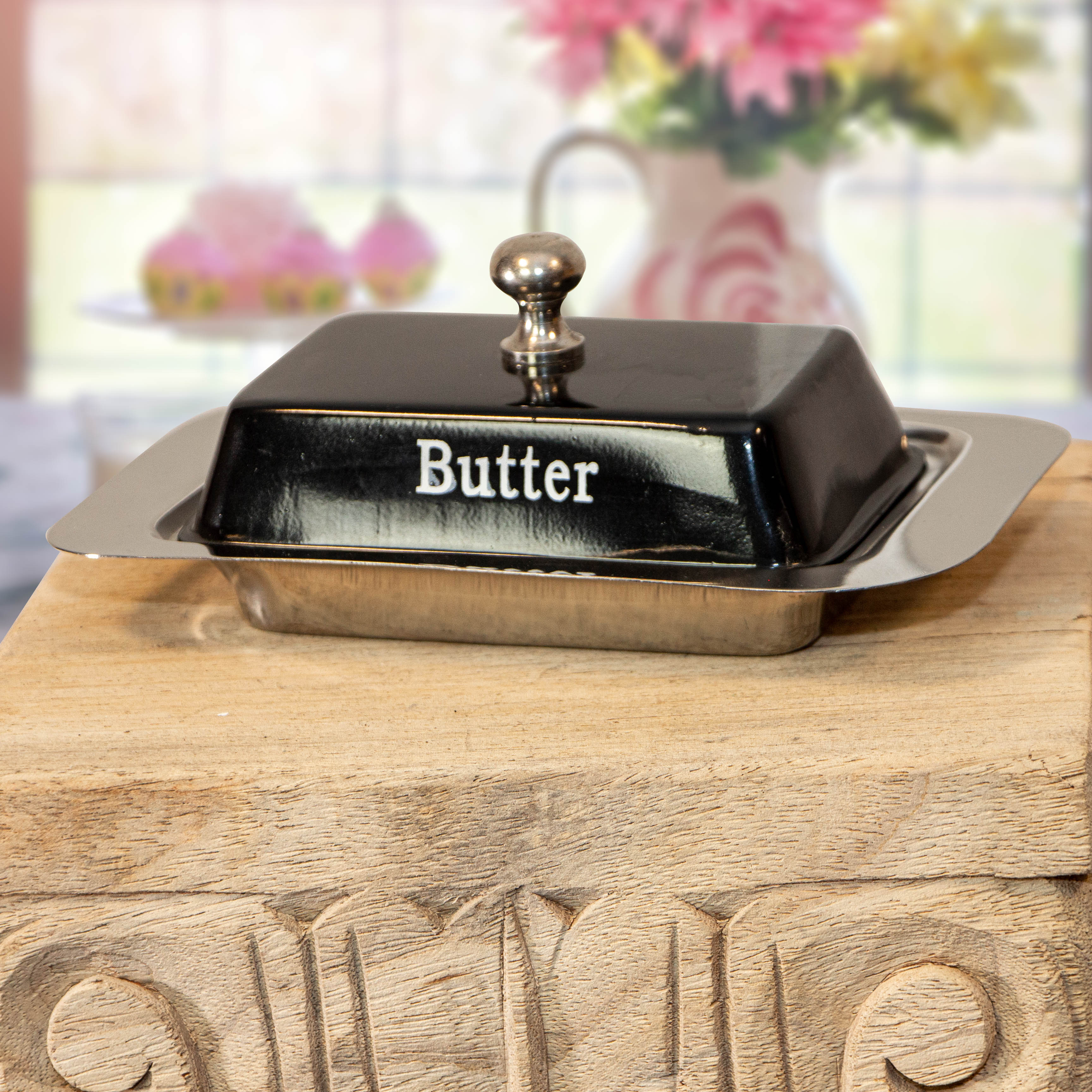 Butterdose, Schwarz, klein, Eisen, Aluminium, Dose, Dekoration