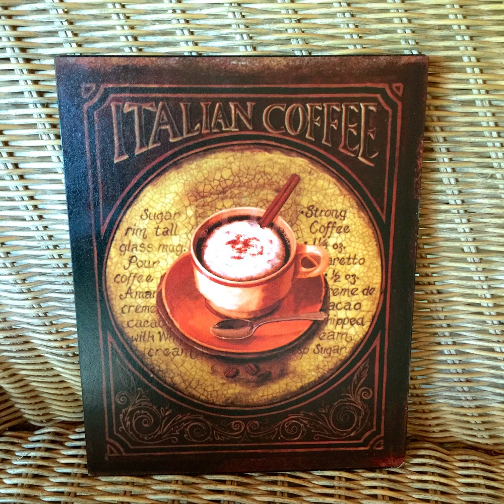 Cafe Schild wie Emaille Bild für die Küche, Blechschild Kaffee, Kaffeetasse