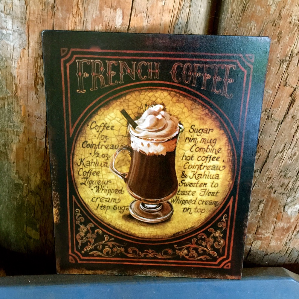 Cafe Schild wie Emaille Bild für die Küche, Blechschild French Coffee Kaffee