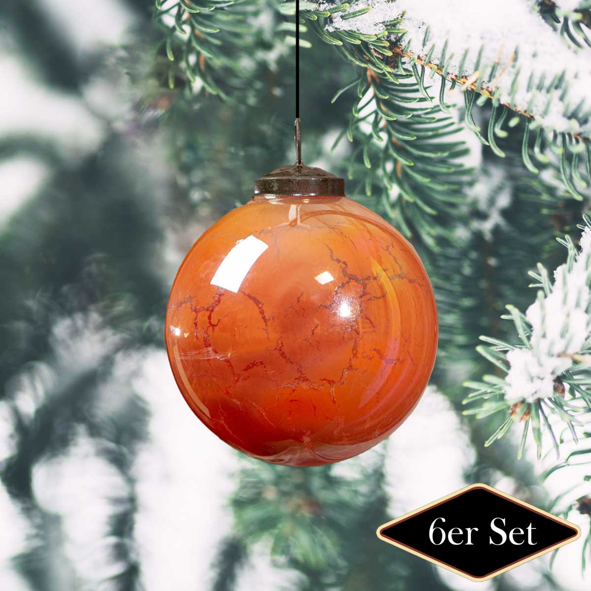 Christbaumschmuck aus Glas, rotbraun, groß, Christbaum, 6er Set