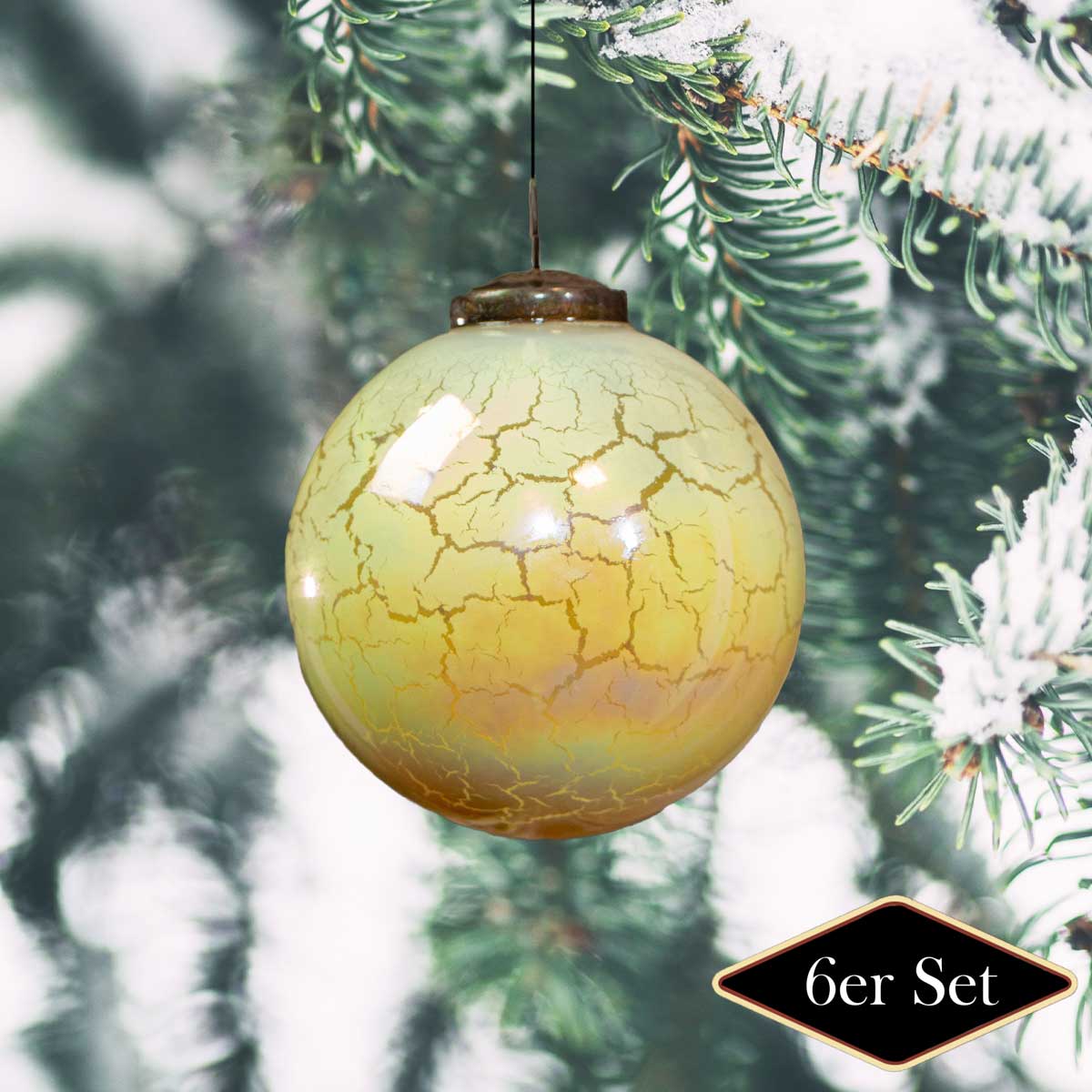 Christbaumschmuck aus Glas, Gelb, groß, Christbaum, 6er Set