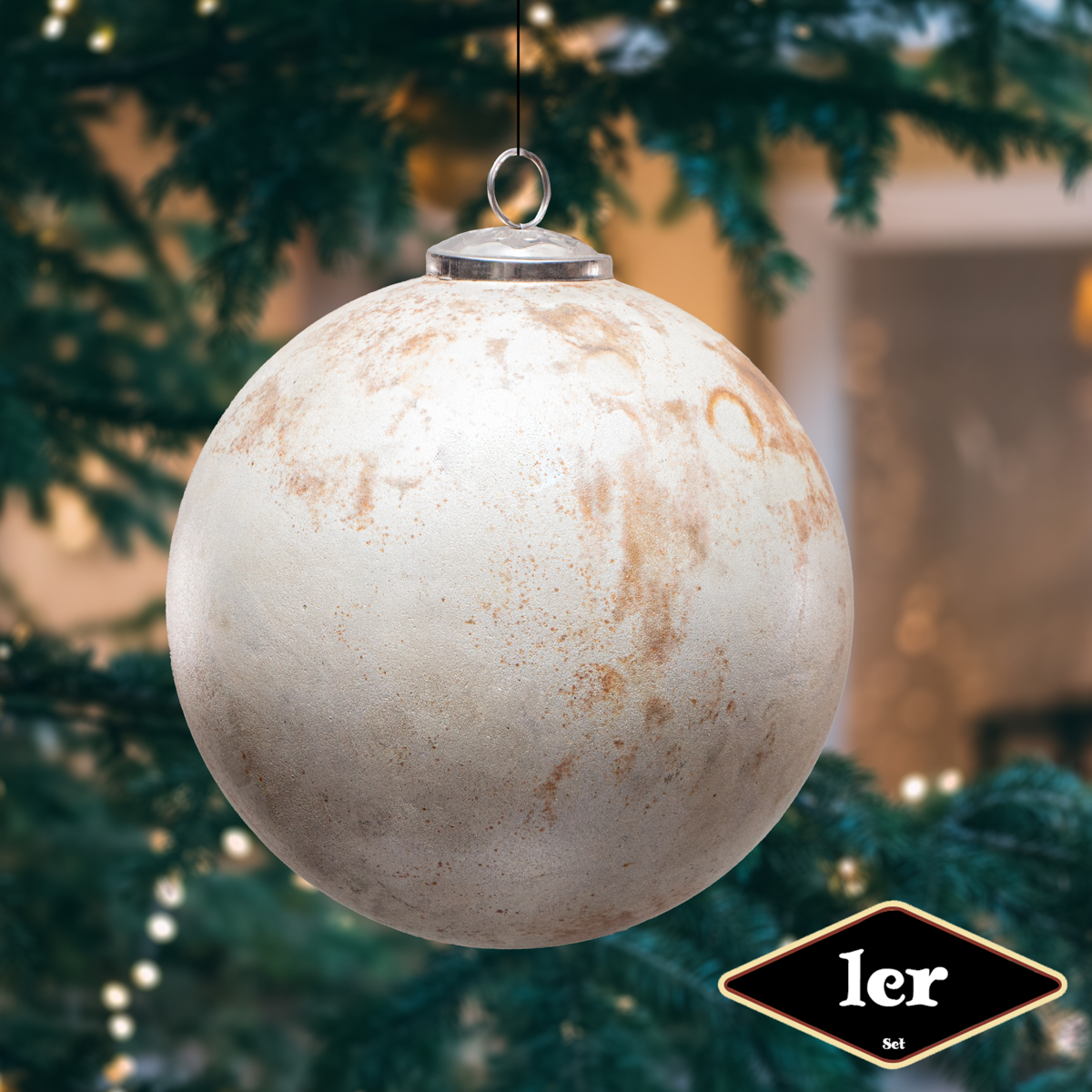 Christbaumkugel in Runder Form,XXL |Glas, beige-braun | H17,0xB16,5cm