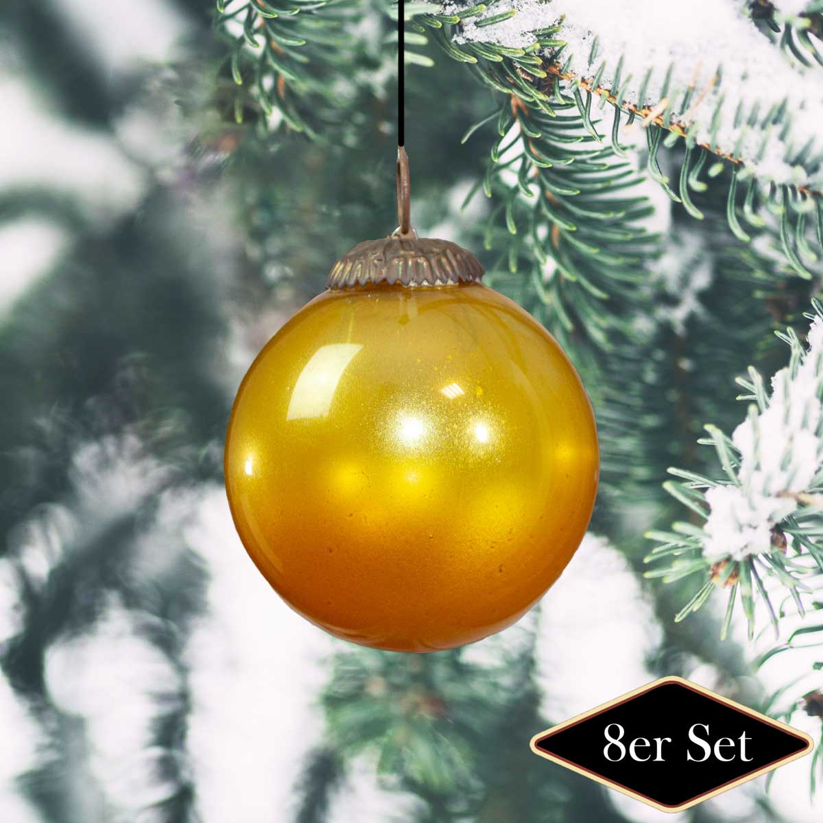 Christbaumschmuck aus Glas, Gold, groß, Christbaum, 8er Set