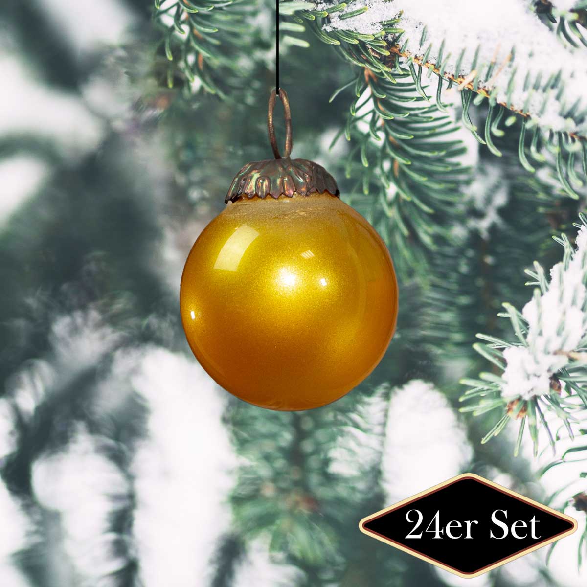 Christbaumschmuck aus Glas, Gold, klein, Christbaum, 24er Set