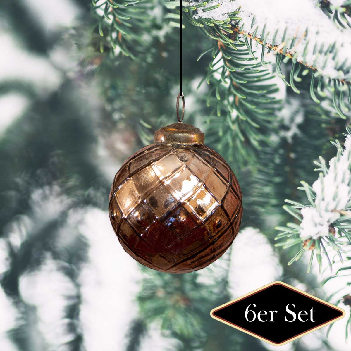 Christbaumkugeln, Gold-braun, Baumschmuck, Weihnachten, 6er Set